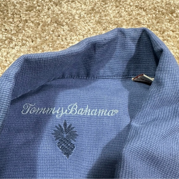 tommy bahama 100 silk hawaiian shirt mens size xl Blue Floral‎ Button Up Pocket - Picture 5 of 10
